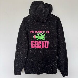 Gecko Hawaii Splatter Ink All Over Print Pullover Sweatshirt Hoodie Mens Large